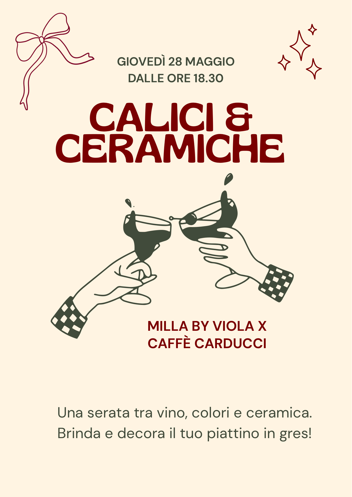 CALICI & CERAMICHE 🎀🍷 - Workshop 28 maggio
